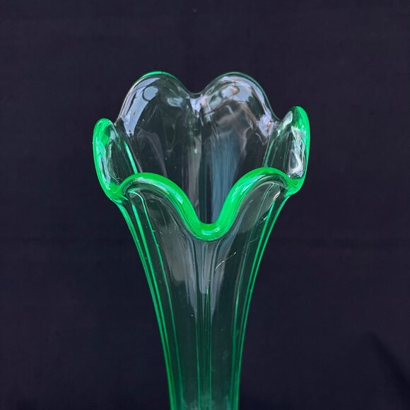 JB Higbee Helio Uranium Glass 15" Swung Vase - Picture 3 of 13